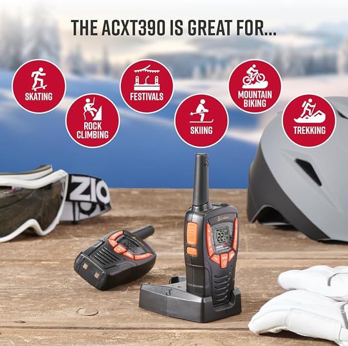 Cobra ACXT390 Walkie Talkies - Rechargeable, Lightweight, 22 Channels, 25-Mile Range Two-Way Radios with VOX (2-Pack)