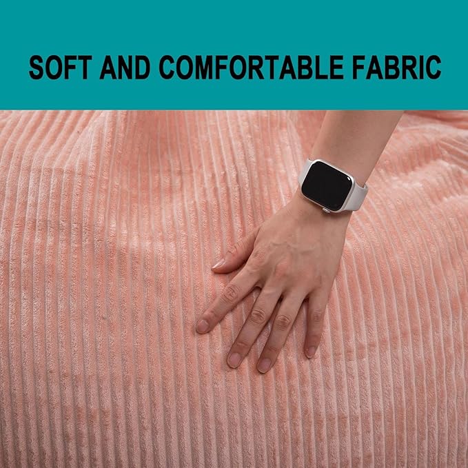 Bean Bag Chairs with Faux Rabbit Fur Cover, 4 ft Giant Memory Foam Bean Bag Chairs for Adults/Teens with Filling,Ultra Soft Faux Fur Fabric, Round Fluffy Sofa for Living Room Bedroom College Dorm