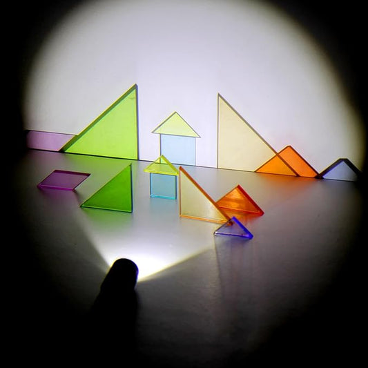 Light Experiment Loose Parts Learning Kit, Light Table Transparent Materials, STEAM Activitis for Kids 3+, Montessori & Reggio Inspired Kindergarten Preschool Classoom Accessary (Mini Size)