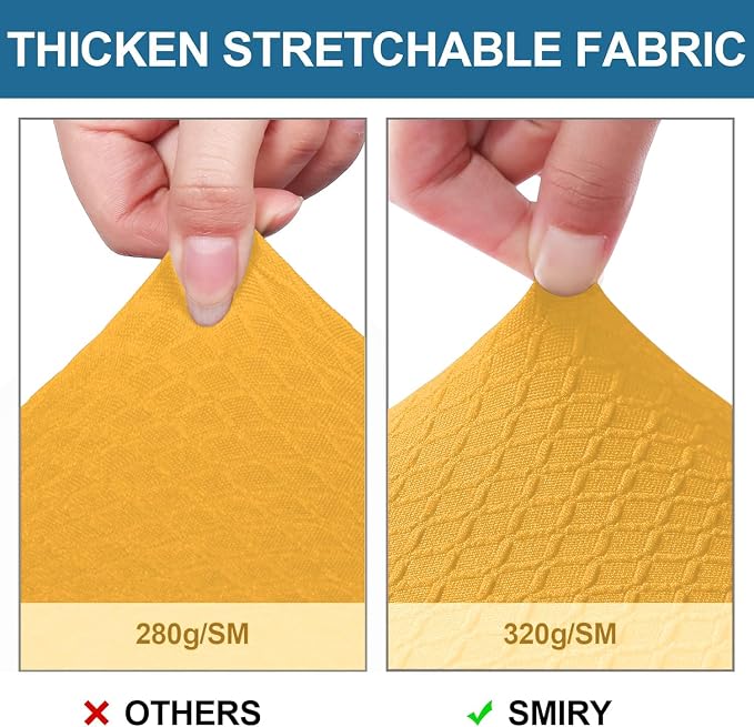 Smiry Waterproof Seat Covers for Dining Room Chairs Set of 6, Stretch Jacquard - Image 4