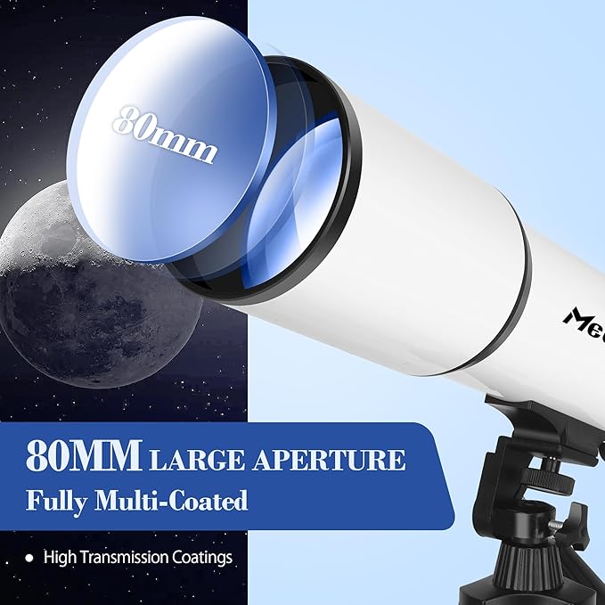 Telescope, Telescope for Adults High Powered, 80mm Aperture 600mm Portable Refractor Telescopes for Astronomy Beginners Fully Multi-Coated Optic High Transmission with Phone Adapter & Carry Bag