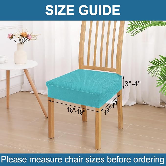 Smiry Waterproof Seat Covers for Dining Room Chairs Set of 2, Stretch Jacquard - Image 2