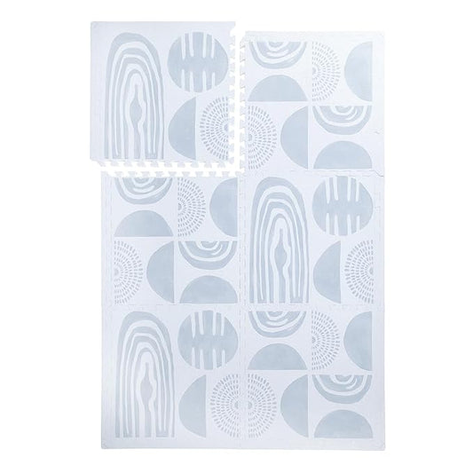PopsyKosy Super 1 Inch Thick Premium Quality Exercise & Baby Foam Play Mats - Expandable & Large Non-Toxic Odorless Floor Mat - 6 Tiles Spacious 6x4ft - Peel-Resistant - Foggy Gray