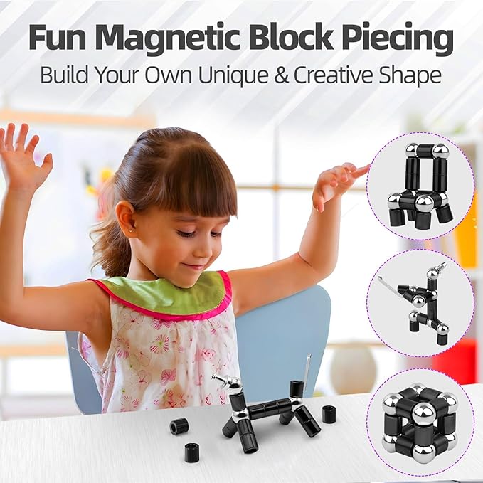 Magnetic Fidget Pen Toys - Multifunctional Writing Novel Pen for Friends, Kids, Boys, Girls, Teens 8+, Office Teacher Birthday Party Gifts, Stress & Anxiety Relief(Black)