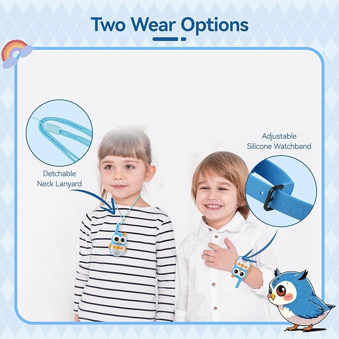 Retevis RT30W Walkie Talkies for Kids Rechargeable, Owl Toys for Kids Birthday Gifts, Toy Walkie Talkie Watch with LED Eyes, for Boys Girls Outdoor Camping Hiking Family Games (1 Pair)