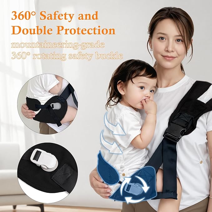 Baby Carrier Newborn to Toddler - Adjustable Sling Carrier for 25-60lbs, Comfortable Hands-Free Carrying (Black)