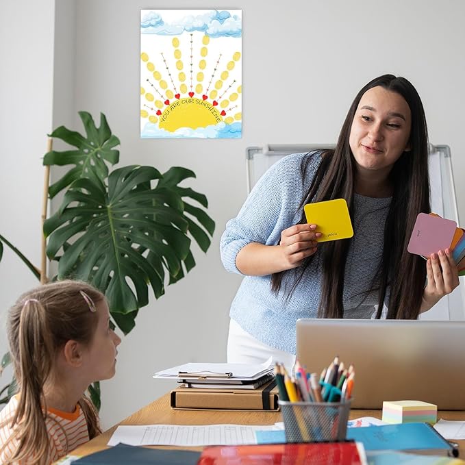 SHLINCO Thank You Gifts for Female Teachers, Suitable for Kindergarten, Primary and Junior High School Classroom Souvenirs, Fingerprint Art Canvas DIY, Year-end Gifts for Class Teachers