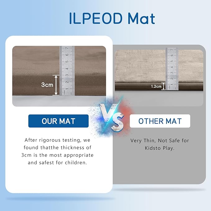 Baby Play Mat for Floor Tummy Time Mat Nursery Muscle Area Playroom Rug Tatami 79"x118" Memory Foam 1.3" Thick Crawling For Babies,Toddlers, Infants, Kids,Floor(Brown)