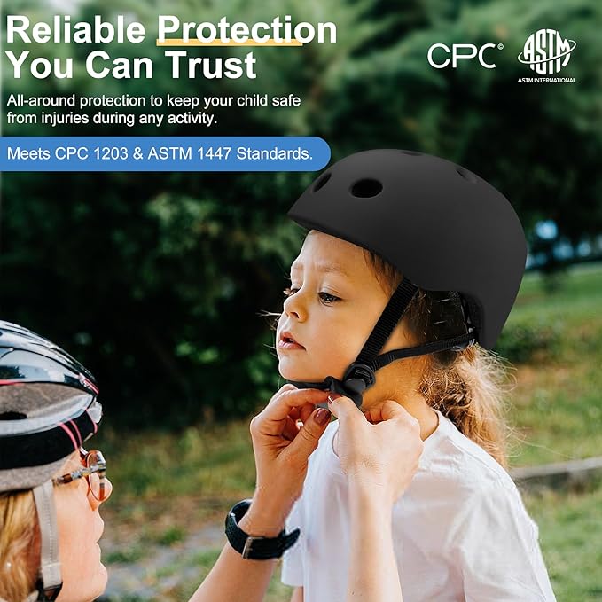 Vvinca Kids Toddlers Bike Helmet Adjustable for Ages 3-5-8 Years, Knee Pads and Elbow Pads Set Wrist Guard Sports Protective Gear Set for Roller Skate Bicycle Skateboard Scooter Girl Boy Birthday Gift