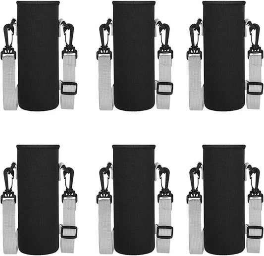 Rtteri 6 Pcs Neoprene Water Bottle Carrier Bag with Adjustable Shoulder Strap 32oz Insulator Water Bottle Cover Holder Cooler Sleeve for Stainless Steel/glass/plastic (Black)