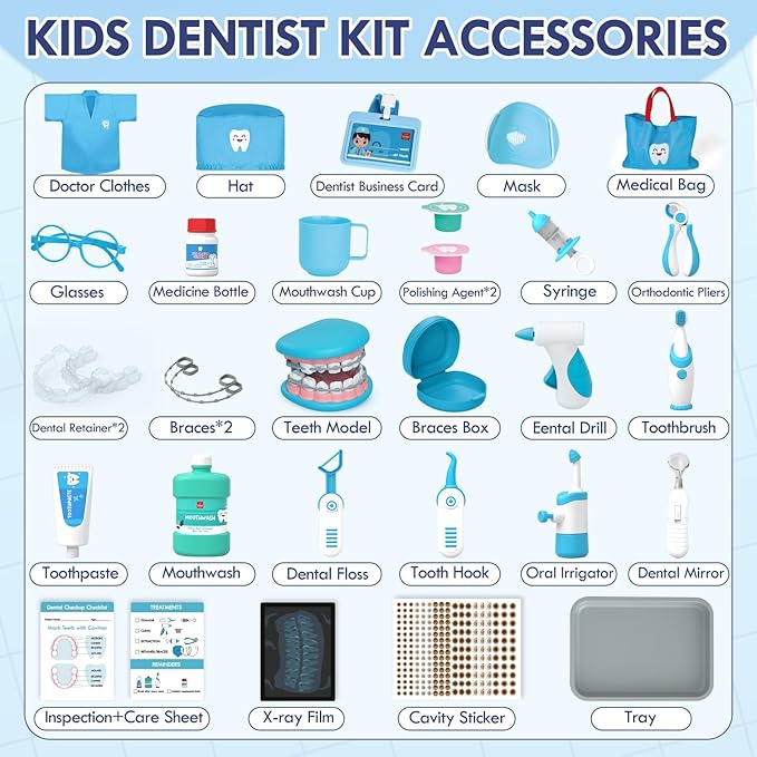 Lehoo Castle Doctor Kit for Toddlers 3-5, Kids Dentist Play Set, Toys for 4+ Year Old Girls Boys, Pretend Play for Toddlers 2-4, Kids Doctor Playset, Medical Kits for Boys 3+