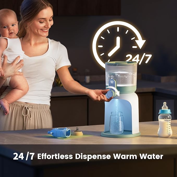 Momcozy Dual Lights Water Warmer for Night Feedings, Instant Bottle Warmer for Making Formula, 57 Oz Larger Capicity, Formula Dispenser with 6 Temp Options, Breastfeeding Essentials