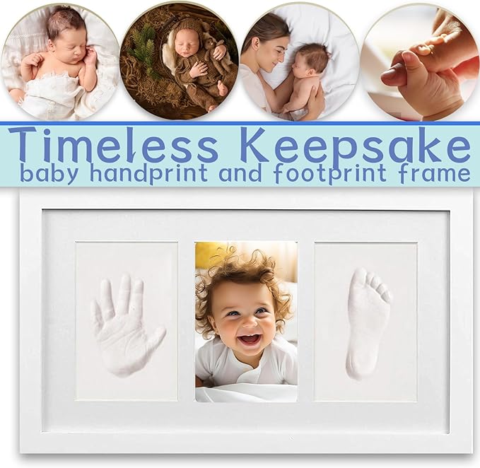 Baby Clay Hand and Footprint Kit, Newborn Keepsake Frame, Personalized Baby Gifts for New Mom Nursery Decor, Baby First Christmas Gifts for Girls Boys Baby Shower Gifts