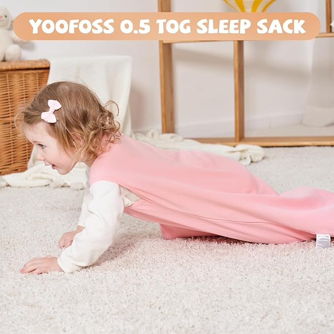 Yoofoss Baby Sleep Sack 12-18 Months Baby Wearable Blanket 100% Organic Cotton 2-Way Zipper TOG 0.5 Toddler Sleeping Sack, Lightweight Sleep Sacks for Babies(Large)