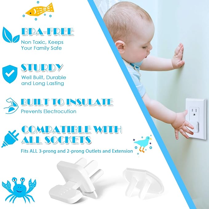 Babepai Outlet Covers Baby Proofing 55-Pack White, Child Proof Electrical Protector Safety Baby Safety Plug Covers