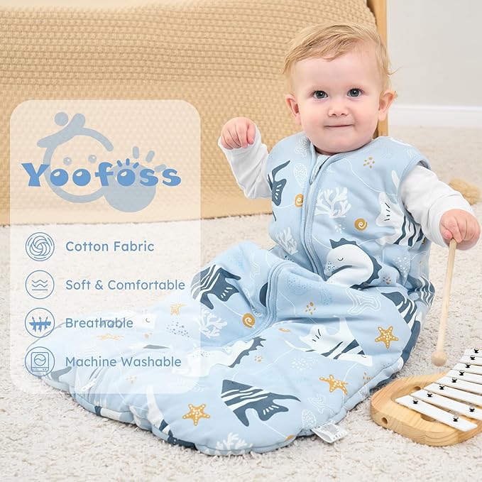Yoofoss Baby Sleep Sack 12-18 Months, TOG 2.5 Baby Wearable Blanket with 2-Way Zipper, 100% Organic Cotton Fabric Winter Newborn Sleeping Sack, Warm Soft Comfy