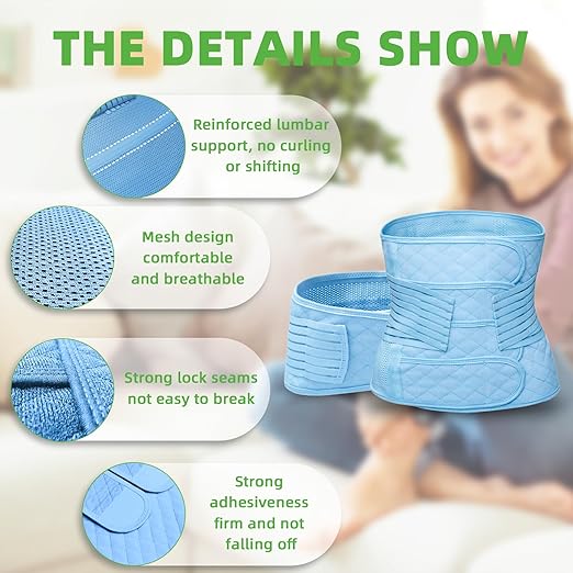2 in 1 Postpartum Belly Band Wrap Blue, C-Section Support Belt Medium, Post Partum Support Recovery Waist/Pelvis Belt, Hysterectomy Belly Band Binder Girdle Stomach