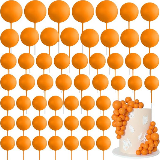 75 Pieces Orange Cake Balls Topper Decorations Foam Cupcake Topper Mini Balloon Cake Topper Picks for Cake Deco Birthday Party Wedding