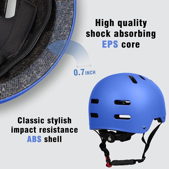 Skateboard Bike Helmet for Adults Women Men Youth Kids (2-3-5-8-14+ Years Boys Girls) - Lightweight Multi-Sport Adjustable Helmets for Bicycle Skateboard Scooter Skate Cycling