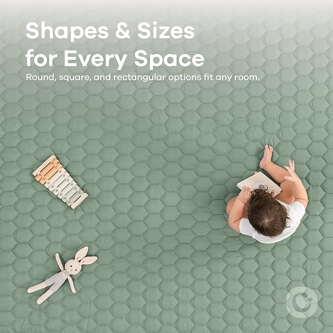 Comfy Cubs Round Kids Play Mat -Small 36 inches Soft Quilted Baby Floor Mat with Non-Slip Bottom - Plush Design for Toddlers' Playtime and Relaxation - Comfortable and Durable - Fern