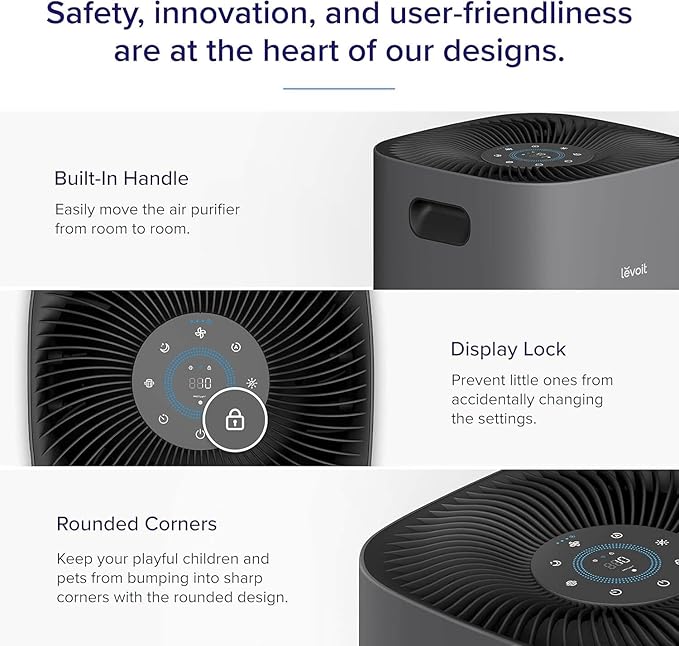 LEVOIT Air Purifiers for Home, Large Rooms Up to 2933 Ft² With HEPA Sleep Mode, AHAM VERIFIDE, Smart WIFI, PM2.5 Monitor, 3-in-1 Filter For Smoke, Pet Allergies, Dust, Alexa Control, Core 600S-P, Gray