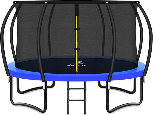 Trampoline 8FT 10FT 12FT 14FT 16FT, Recreational Trampolines with Enclosure Net and Ladder, Outdoor Anti-Rust Trampolines for Kids and Adults, ASTM Approved