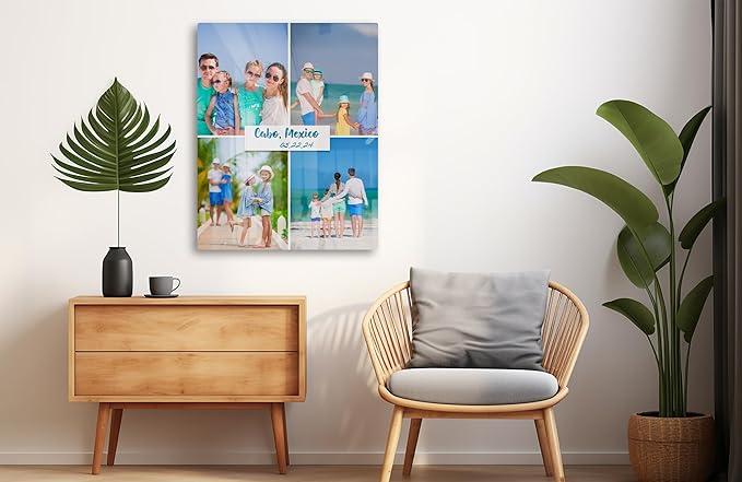 MUNDAZE Custom Collage Metal Poster, Personalized Photo Prints with Text, Glossy Aluminum, Customize with Your Own Pictures, Great Gift for Family, Friends, Ships From USA 18.75" X 15"