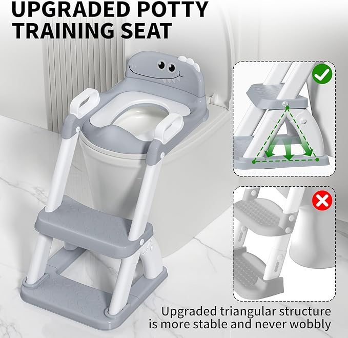 Potty Training Seat for Toddlers, 2 in 1 Potty Training Toilet with Anti-Slip Pad Step Stool, Toddler Toilet Seat for Boys and Girls