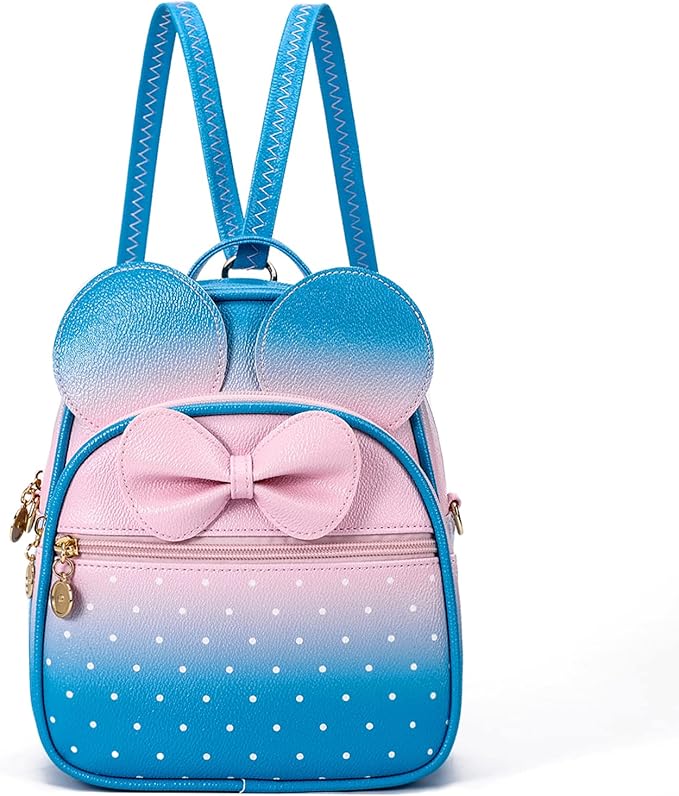 KL928 Girls Bowknot Polka Dot Cute Mini Backpack Small Daypacks Convertible Shoulder Bag Purse for Women
