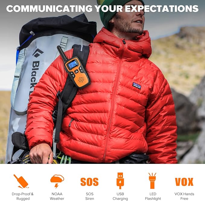 Wishouse Walkie Talkies for Kids Adults - Long Range Rechargeable 2 Way Radios,Gift,Hiking Accessories Camping Gear with Lamp,SOS Siren,NOAA Weather Alert,VOX,Easy to Use 6 Pack