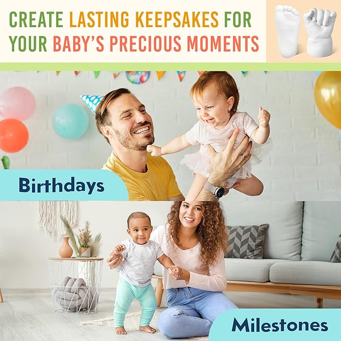 Maplefield 3D Baby Casting Kit - Safe and Easy to Use - DIY Mess-Free Hand and Feet Molding Kit - 3 Packs of Mixing and Setting Powder - Family Keepsake and Thoughtful Baby Gift - Hand Casting