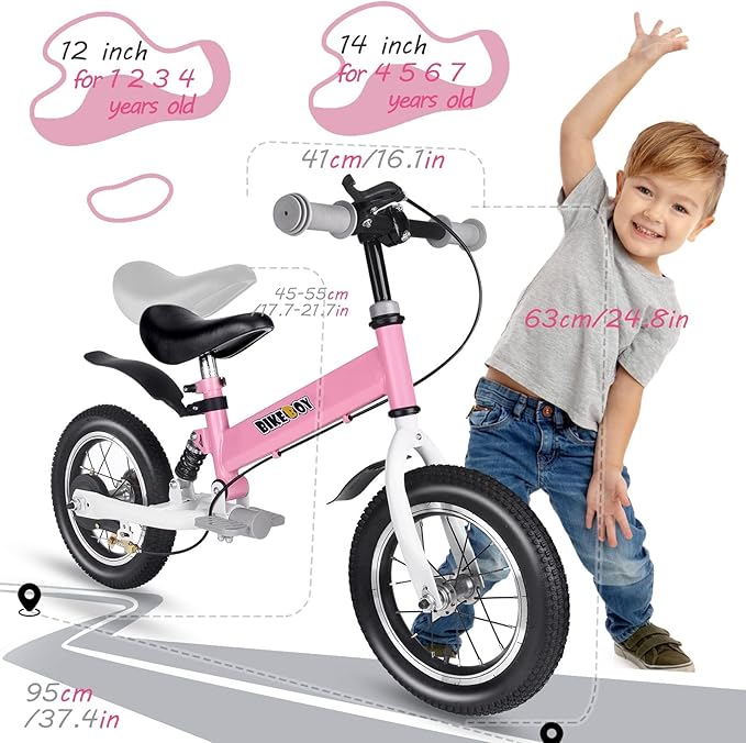 Balance Bike 2 in 1,The Dual Use of a Kids Balance Bike and Kids Bike,12 14 Inches for 2-6 Years Old,with Shock Absorbers, Fenders, Pedals, Auxiliary Wheels