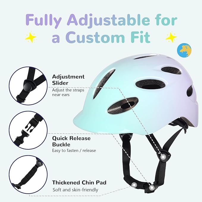 Kids/Youth Bike Helmet for Boys Girls and Teens, Adjustable and Multi-Sport for Bicycle, Kick Scooter, Skateboard, Roller/Inline Skate