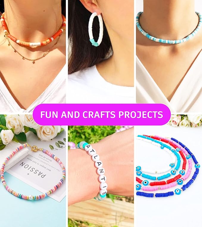 Gionlion Clay Beads Bracelet Making Kit, Pack 2 Boxes Preppy Letter Spacer Beads and Charms Kit for Friendship Jewelry Making, Arts and Crafts Gifts for Girls Ages 8-12