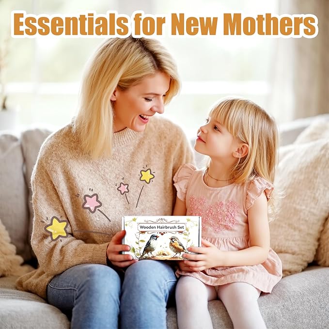 Goat Baby Hair Brush Set, Wooden Comb Massage Scalp Comb, Safe Natural Hair Care Kit, Soft Silicone Bath Brush for Newborns Toddlers (Brush Set+ Green Massager) (Brush Set+ 4)