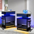 Nightstand with Induction Light & Side Charging Station, Modern Bedside Table by Unknown