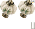 Ivory Pumpkin Knobs 6 Pack Ceramic Cabinet Knobs Vintage Drawer Pulls by Zernmiarder
