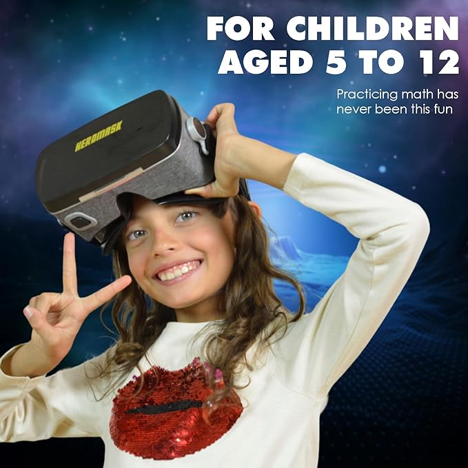 VR Headset + Math Games [Multiplication Subtraction etc] Virtual Games: Gift for Boys & Girls. Cool Educational Toys for Kids 5 6 7 8… Years Old. Virtual Reality Learning Resources Grade 1 2 3 4…8