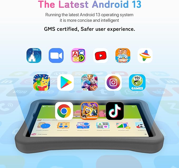 UMIDIGI Kids Tablet, G1 Tab Android 13 for Kids, 10.1", 4+4G+64G up to 1TB, WiFi 6, 8MP+8MP Dual Camera, Quad-Core, 6000mAh, BT5.0, TÜV Eye Bluelight Tablet Android, Parental Control