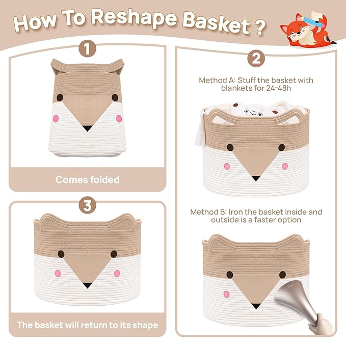 Large Baby Basket Toy Storage 3 Pack, (20"x13.8") Woven Baby Laundry Basket, Stuffed Animal Storage.