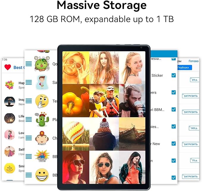 Android Tablet, 10.1 inch Tablets with 1280 * 800 IPS HD Touchscreen, Octa-Core Processor, 10(4+6) GB RAM 128GB ROM, 1TB TF Card Expandable, 5G/2.4G WiFi, BT 5.0,Dual Camera, Google Tablet