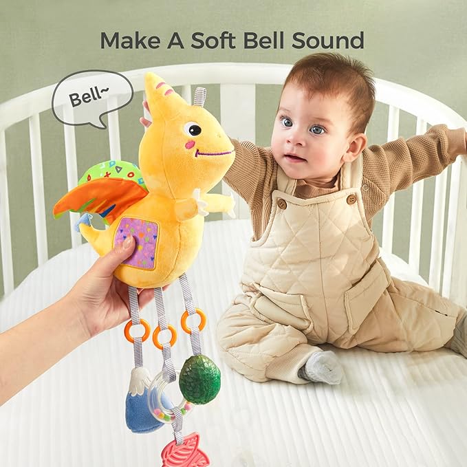 TUMAMA Dinosaur Hanging Rattle Toy, Car Seat Stroller Crib Mobile Toy for 3 6 9 12 Months Boys, Girls Newborn Infants Toddlers