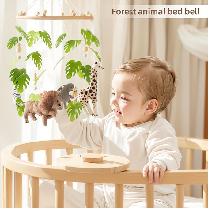 EERKEOD Baby Crib Mobile Baby Nursery Mobile Handmade Felt Forest Animal Mobile for Baby Boys and Girls Woodland Nursery Decor for Infant Bedroom Hanging Gender Neutral Baby Stuff
