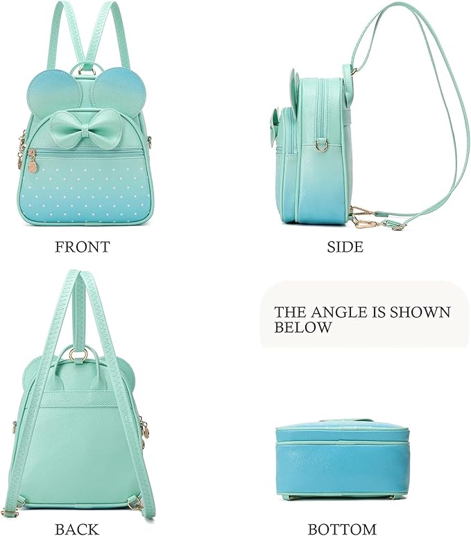 KL928 Girls Bowknot Polka Dot Cute Mini Backpack Small Daypacks Convertible Shoulder Bag Purse for Women