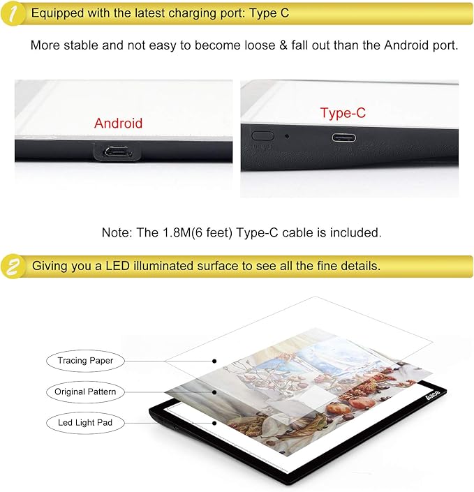 LED Light Pad, ELICE A4 Wireless Battery Powered Light Pad Artcraft Tracing Pad Light Box Dimmable Brightness Rechargeable Light Board with Bag for Artists Drawing Sketching Animation X-ray Viewing