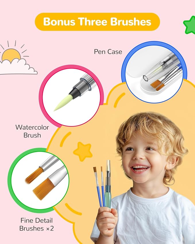 TECJOE Paint with Water Coloring Books for Toddlers, A to Z 26 Pages Animal Watercolor Paint Set with 3 Brushes, Mess Free Painting Activity for Kids Ages 4 5 6 7 8, Christmas Gifts Arts & Crafts Toy