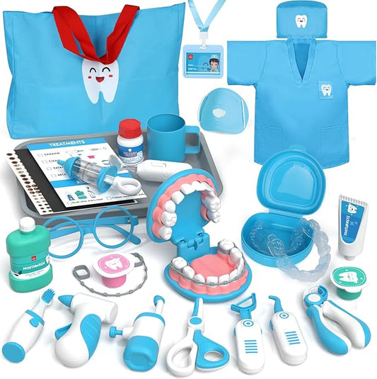 Lehoo Castle Doctor Kit for Toddlers 3-5, Kids Dentist Play Set, Toys for 4+ Year Old Girls Boys, Pretend Play for Toddlers 2-4, Kids Doctor Playset, Medical Kits for Boys 3+