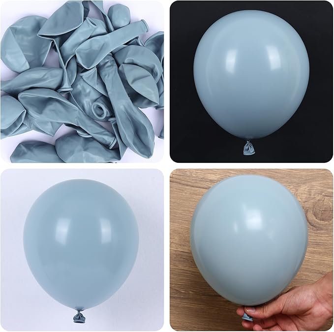 RUBFAC 129pcs Dusty Blue Balloons Different Sizes 18 12 10 5 Inch Latex Haze Blue Balloon Garland Arch for Party Decoration Birthday Wedding Engagements Anniversary Baby Shower Party Supplies