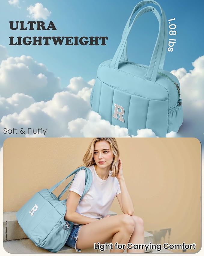 Gifts for Women-Duffle Bag, Weekender Bags for Girl，Initial Overnight Bag with Wet Pocket，Lightweight Dance Bags Personalized Gymnastics bag with Makeup Pouch