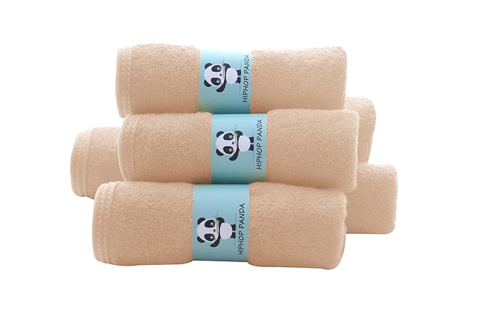 HIPHOP PANDA Baby Washcloths, Rayon Made from Bamboo - 2 Layer Ultra Soft Absorbent Newborn Bath Face Towel - Reusable Baby Wipes for Delicate Skin - Brown, 6 Pack